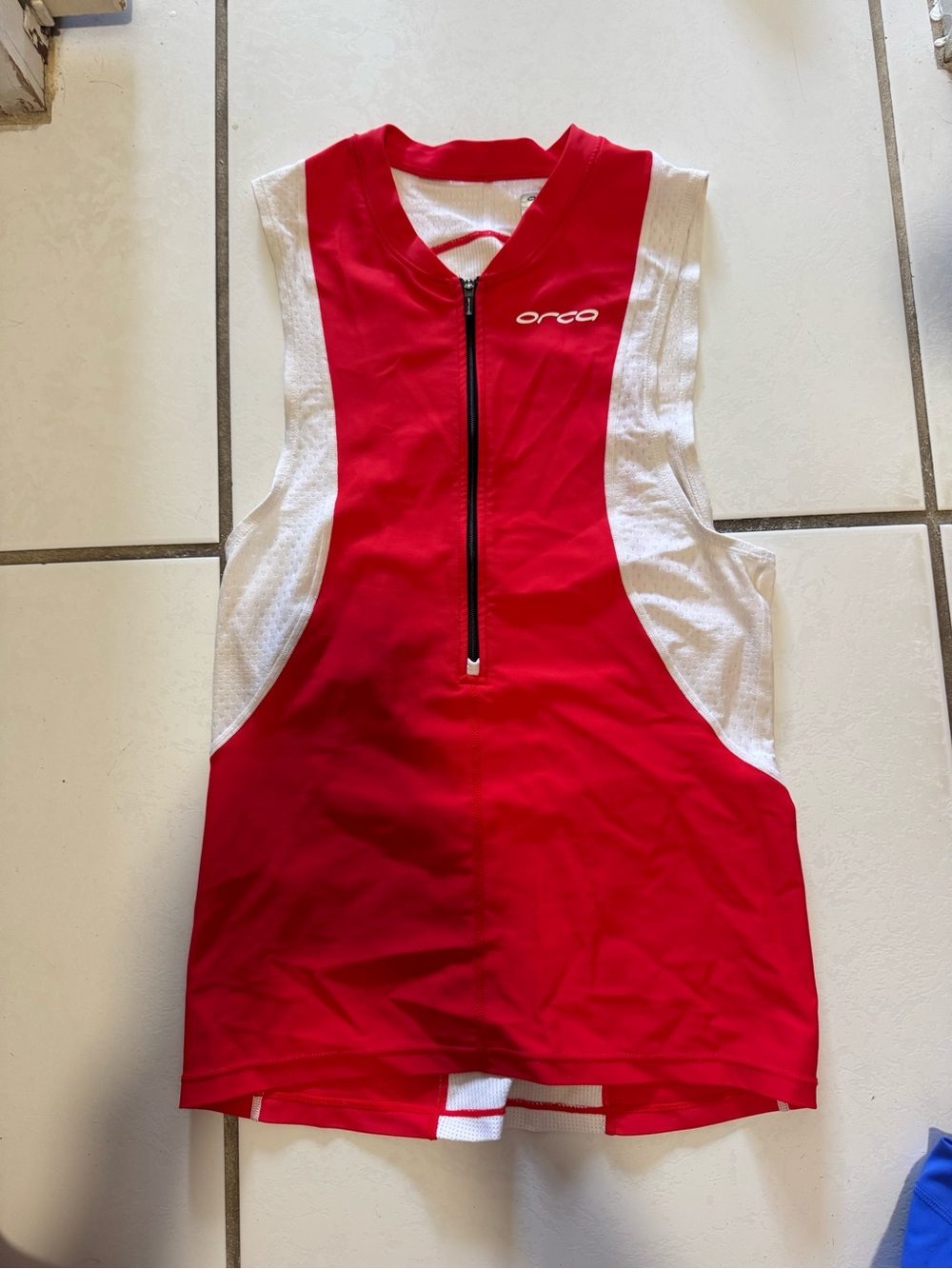 Orca Women's Red and White Short Sleeve Tri Top